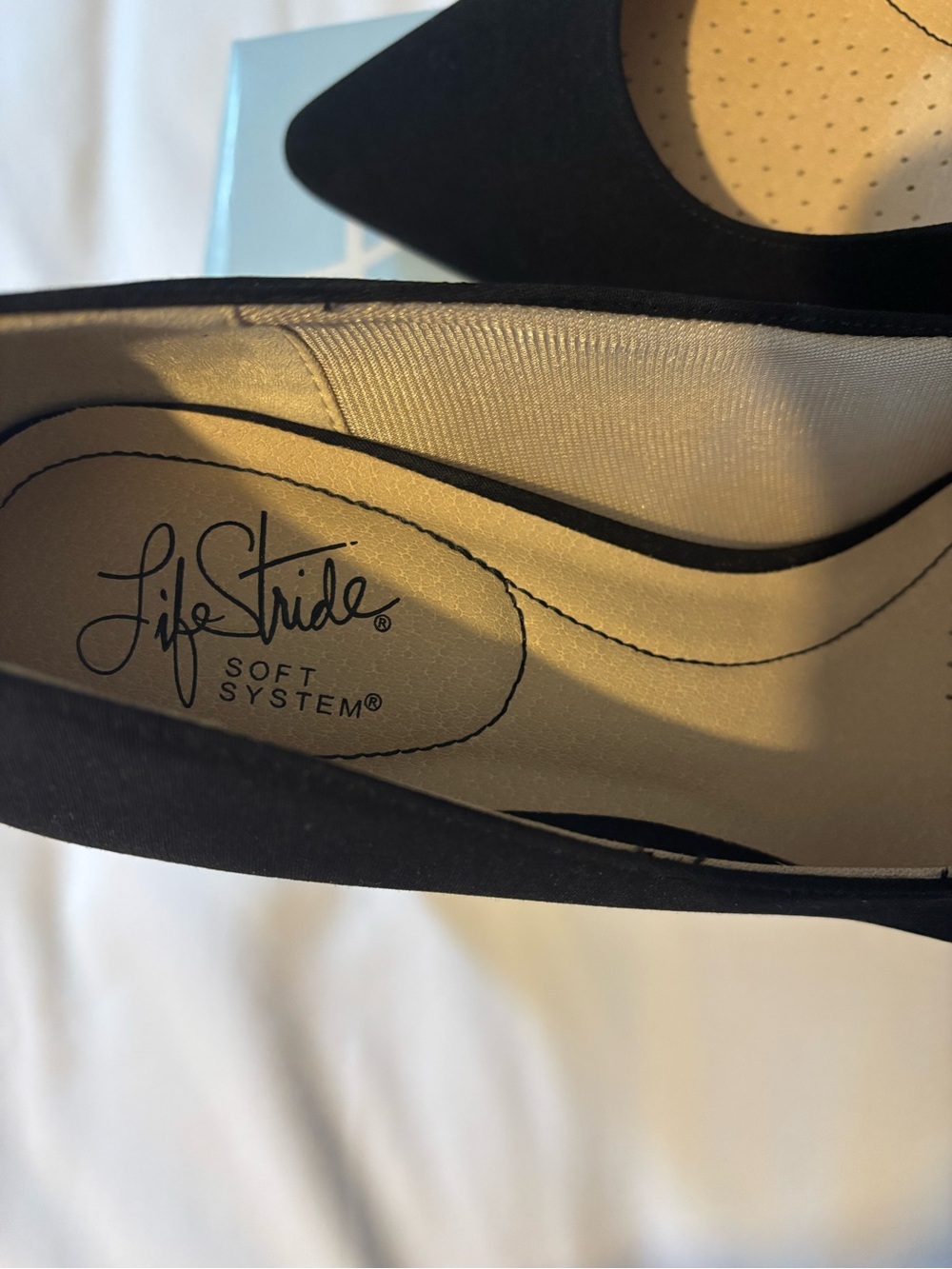 Life Stride Black Pointed-Toe Heels with Soft System Insole